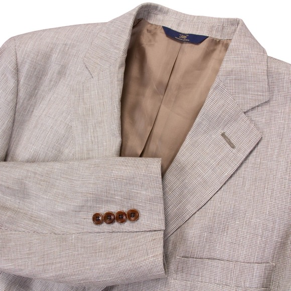 Brooks Brothers Mens 46 L Beige 100% Linen Sport Coat Blazer Jacket Unstructured